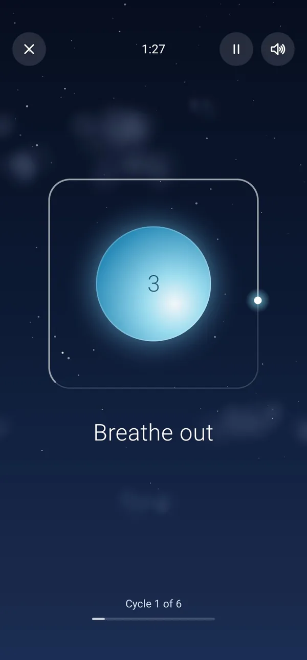Breathe out on the phone: the orb shrinking