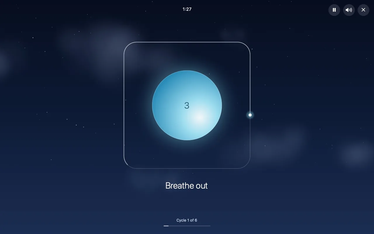 Breathe out: the orb shrinking, the light running down the far side of the box